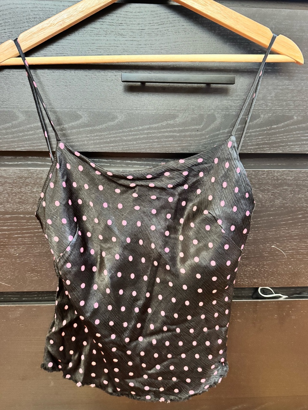 Bec and Bridge Black Slip Cami with Pink Polka Dots